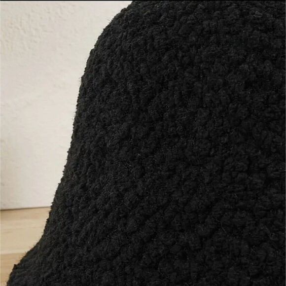 Fluffy Black Bucket Hat soft acrylic sponge like material - Picture 3 of 7